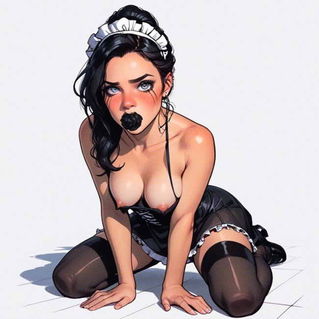 Aria with her cum and semen soaked panties in her mouth